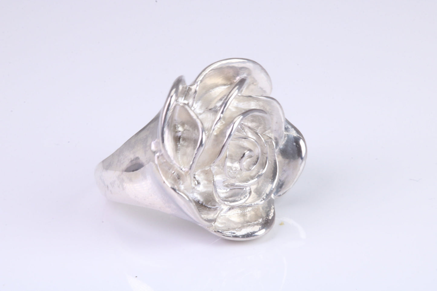 Large Chunky Rose Ring, made from solid cast silver, British Hallmarked