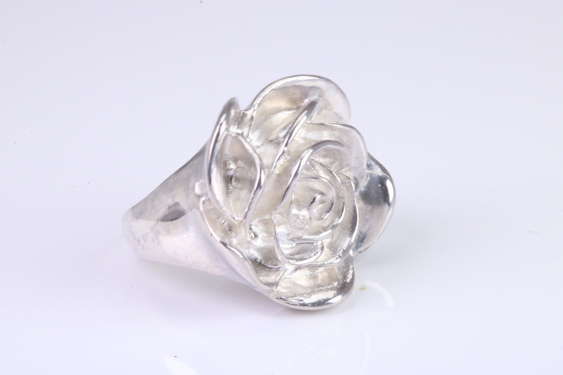 Large Chunky Rose Ring, made from solid cast silver, British Hallmarked