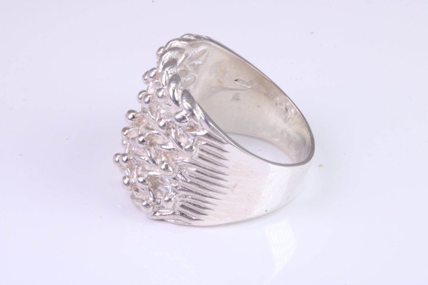 Keepers Ring, large substantial and heavy ring, solid 925 grade cast sterling silver, British Hallmarked