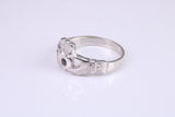 Dainty Sapphire Blue C Z set Claddagh ring, set with Sapphire C Z, solid cast silver
