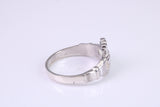 Dainty Sapphire Blue C Z set Claddagh ring, set with Sapphire C Z, solid cast silver