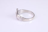 Dainty Sapphire Blue C Z set Claddagh ring, set with Sapphire C Z, solid cast silver