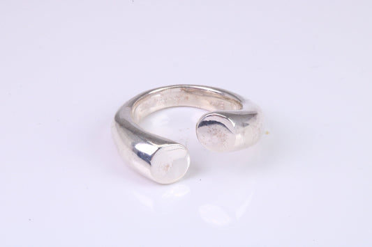 Chunky Open Ended Abstract ring, made from solid cast silver, British Hallmarked