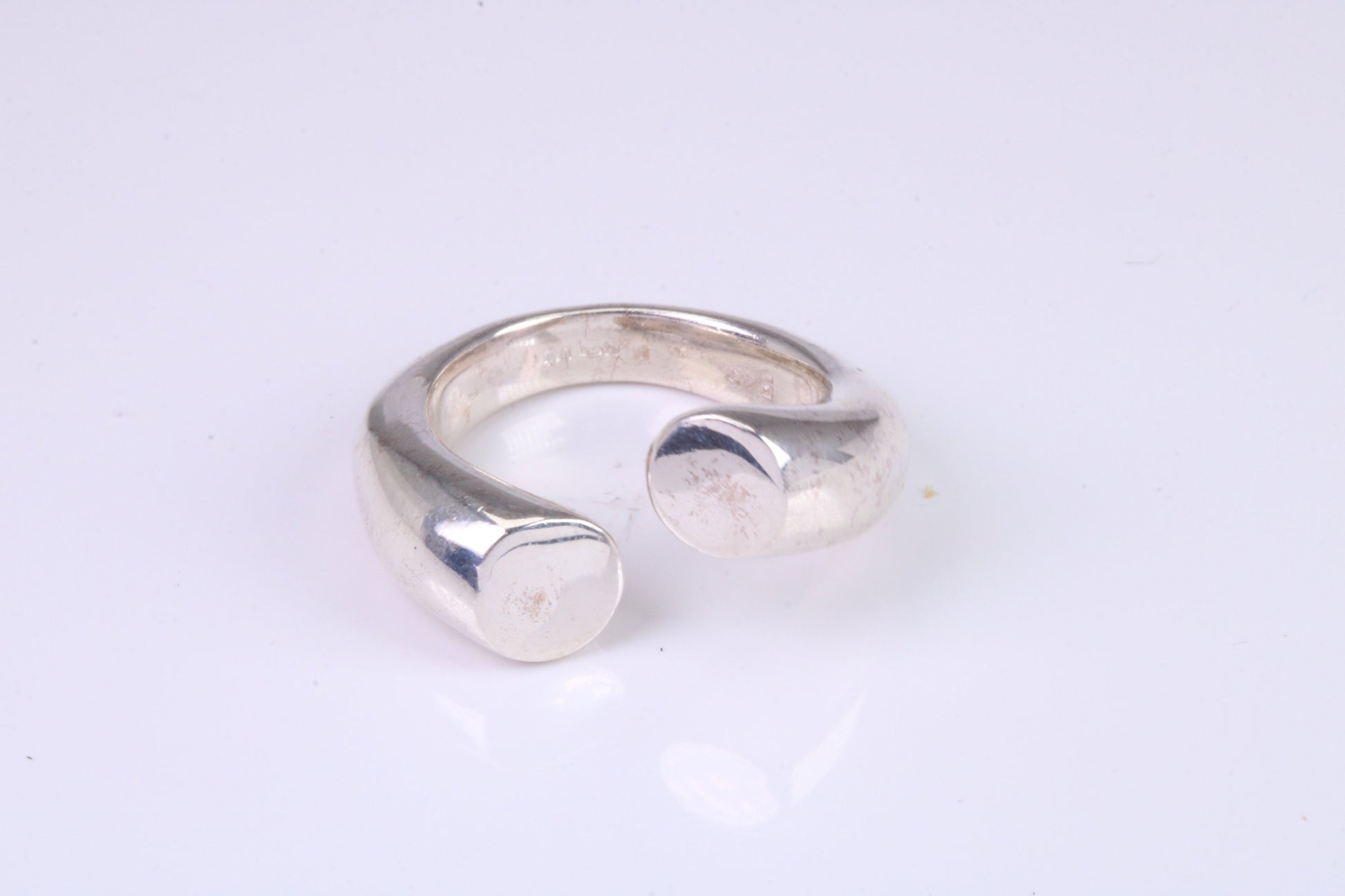 Chunky Open Ended Abstract ring, made from solid cast silver, British Hallmarked