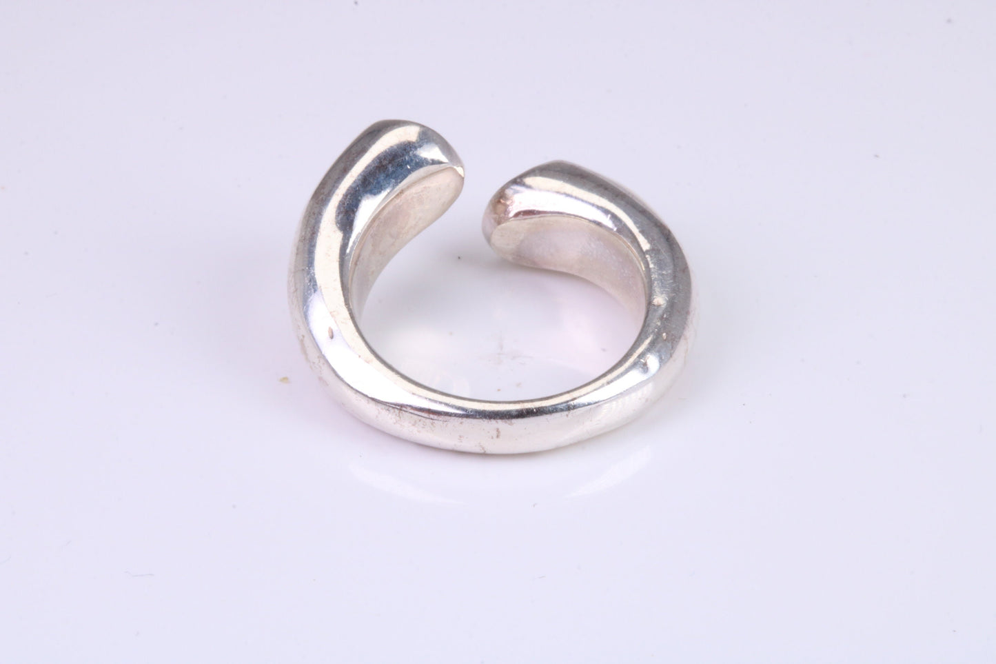 Chunky Open Ended Abstract ring, made from solid cast silver, British Hallmarked