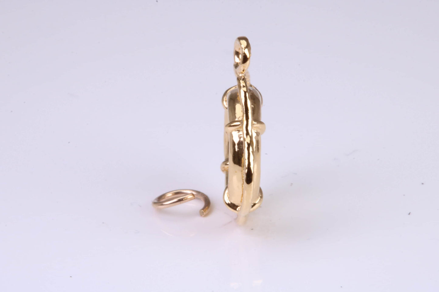 Lifebuoy Charm, Traditional Charm, Made from Solid Yellow Gold, British Hallmarked, Complete with Attachment Link