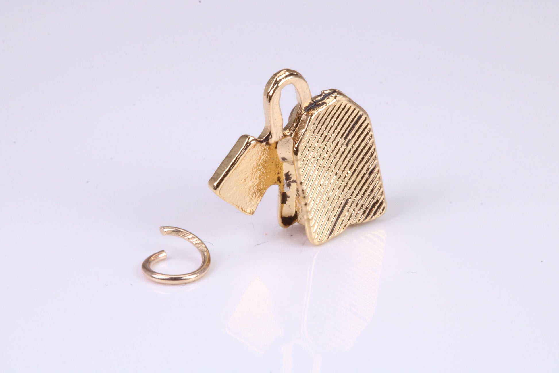 Tea Bag Charm, Traditional Charm, Made from Solid Yellow Gold, British Hallmarked, Complete with Attachment Link