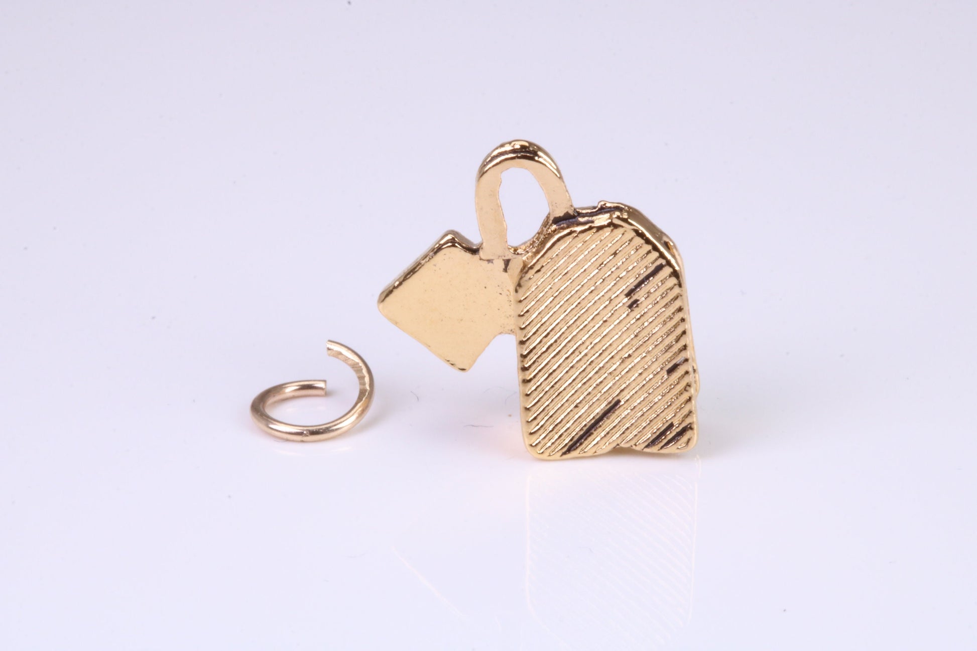 Tea Bag Charm, Traditional Charm, Made from Solid Yellow Gold, British Hallmarked, Complete with Attachment Link