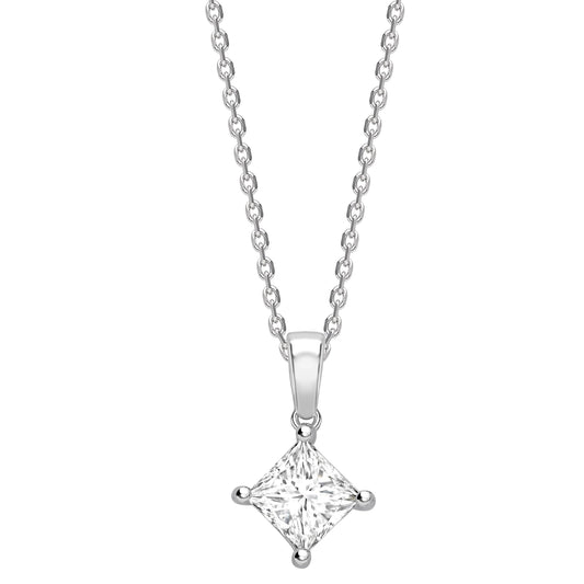 Half carat D V V S 1 graded and certified princess cut Lab Grown Diamond set Necklace