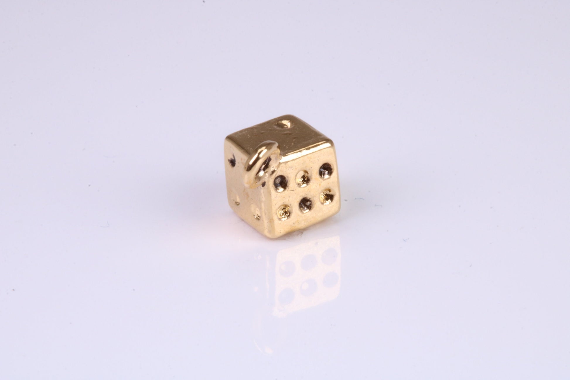 Dice Charm, Traditional Charm, Made from Solid Yellow Gold, British Hallmarked, Complete with Attachment Link
