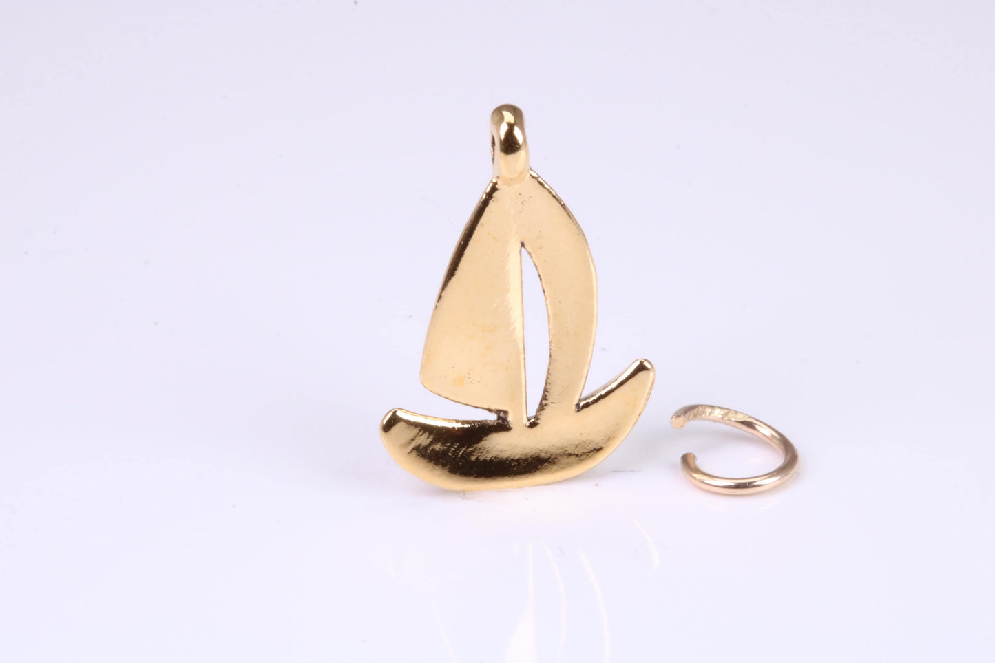 Sailing Dingy Charm, Traditional Charm, Made from Solid Yellow Gold, British Hallmarked, Complete with Attachment Link