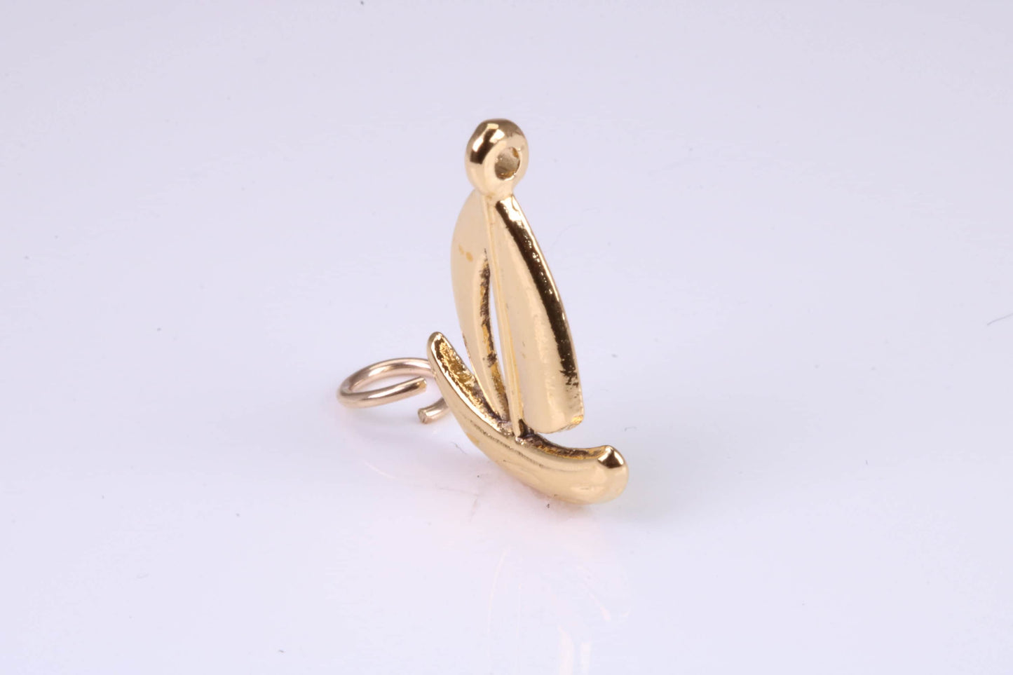 Sailing Dingy Charm, Traditional Charm, Made from Solid Yellow Gold, British Hallmarked, Complete with Attachment Link