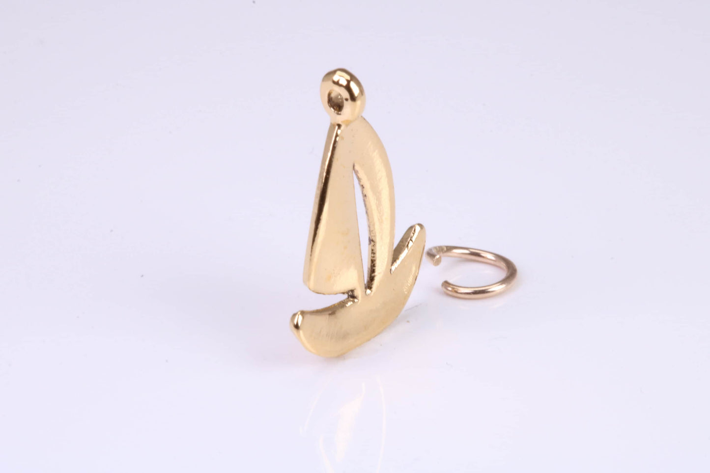 Sailing Dingy Charm, Traditional Charm, Made from Solid Yellow Gold, British Hallmarked, Complete with Attachment Link