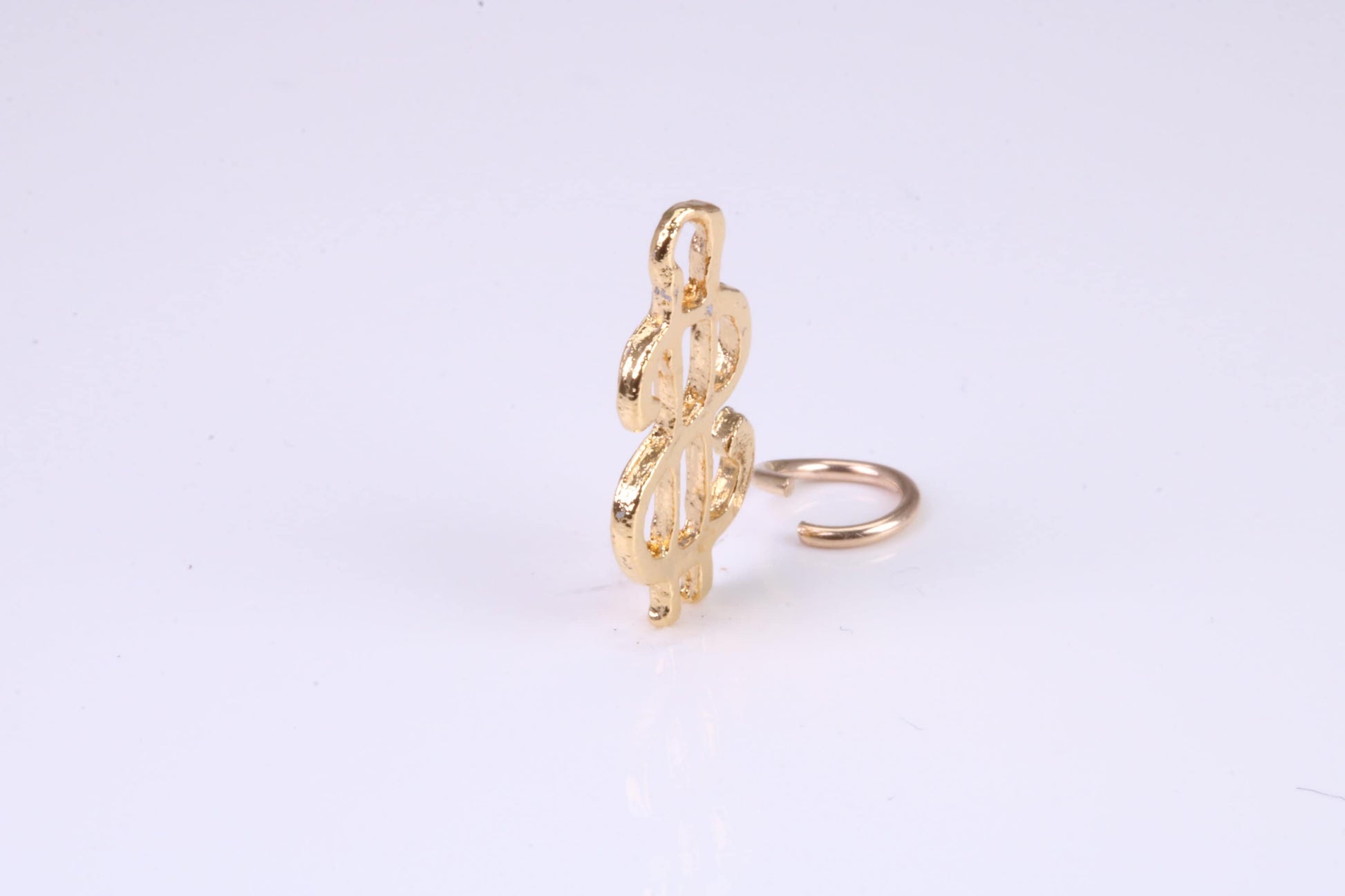 Dollar Sign Charm, Traditional Charm, Made from Solid Yellow Gold, British Hallmarked, Complete with Attachment Link