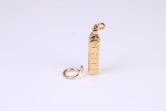 Iconic London Big Ben Charm, Traditional Charm, Made from Solid Yellow Gold, British Hallmarked, Complete with Attachment Link