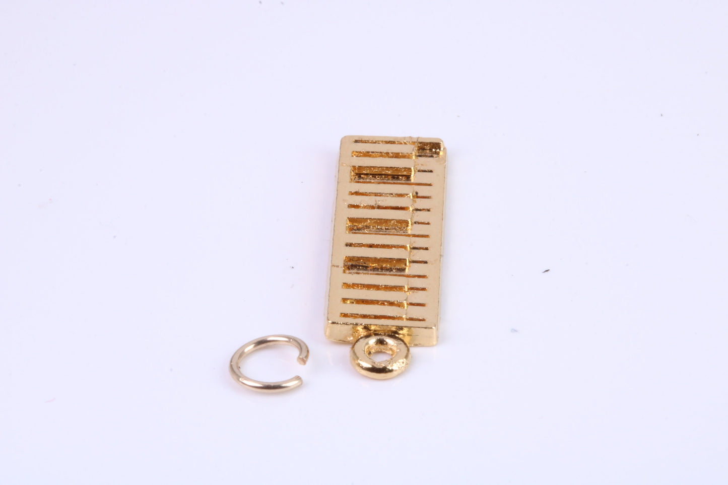Key Board Charm, Traditional Charm, Made from Solid Cast Yellow Gold , British Hallmarked, Complete with Attachment Link