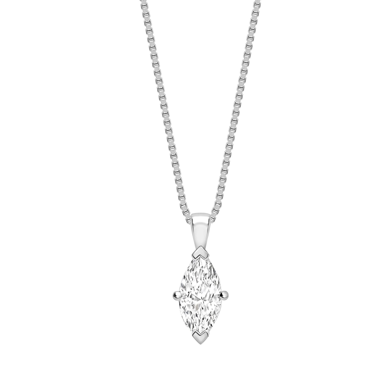 One carat D V V S 1 graded and certified marquise cut Lab Grown Diamond set Necklace