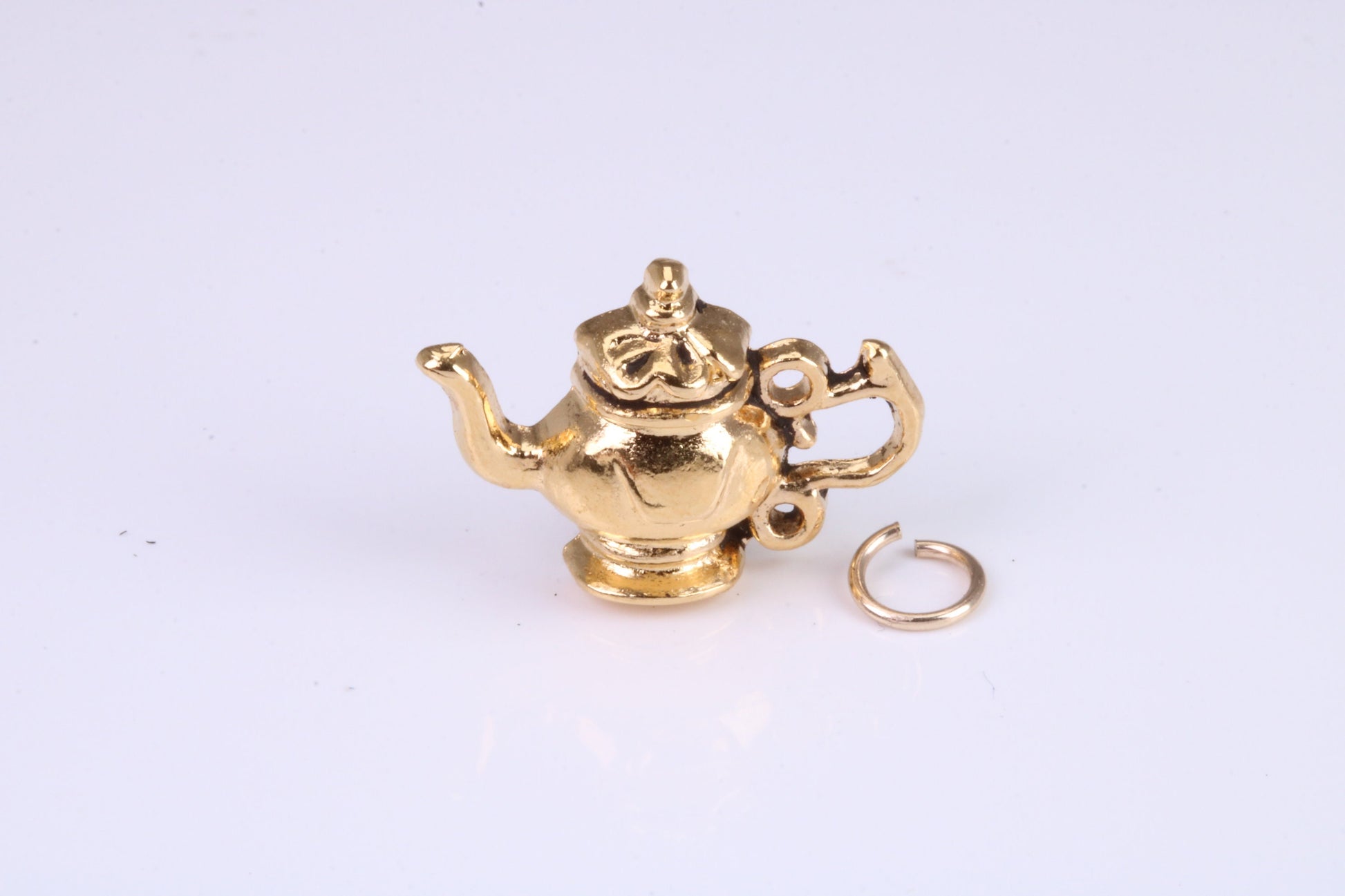 Teapot Charm, Traditional Charm, Made from Solid Cast Yellow Gold, British Hallmarked, Complete with Attachment Link