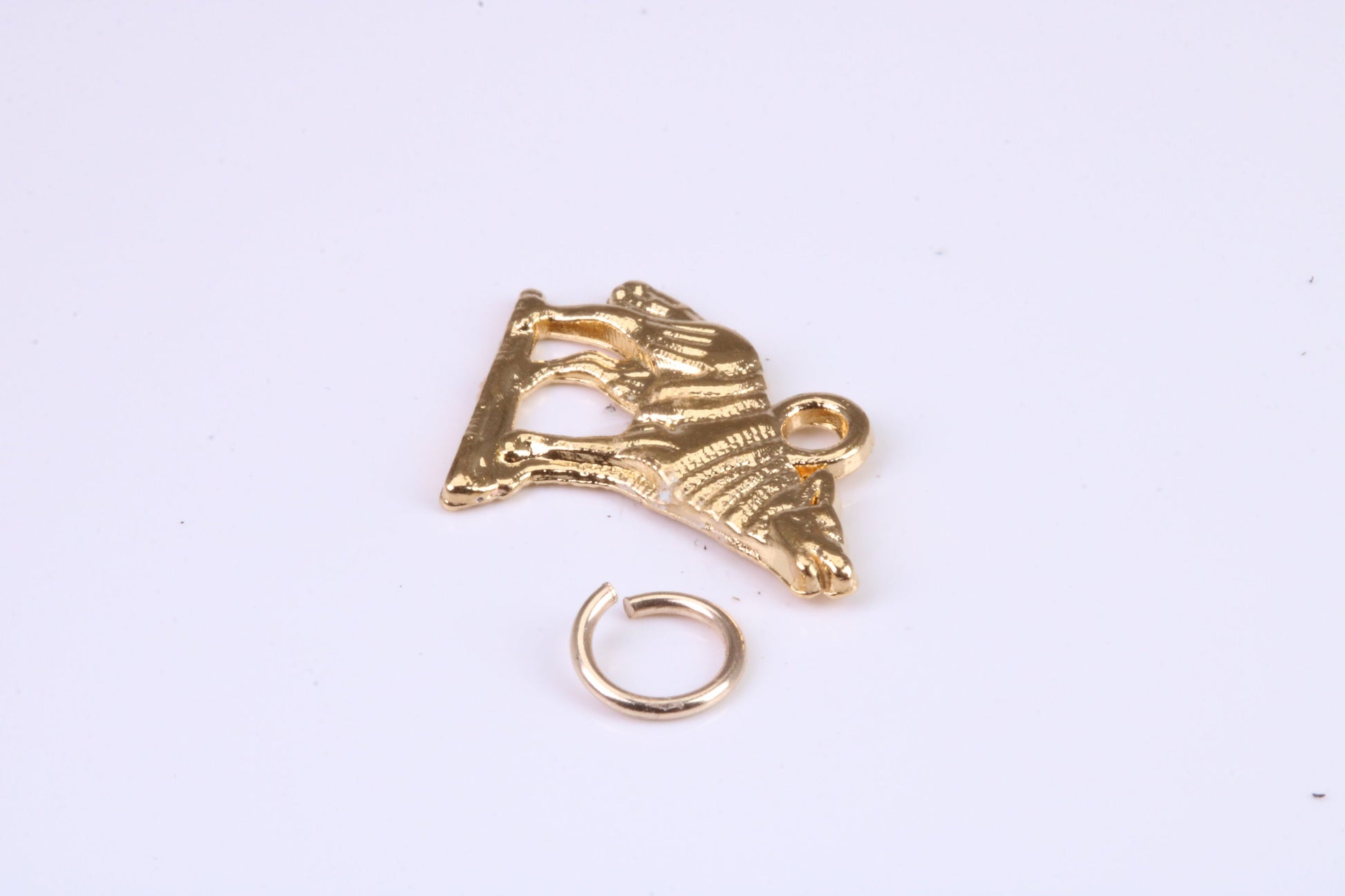 Wolf Charm, Traditional Charm, Made from Solid Cast Yellow Gold, British Hallmarked, Complete with Attachment Link