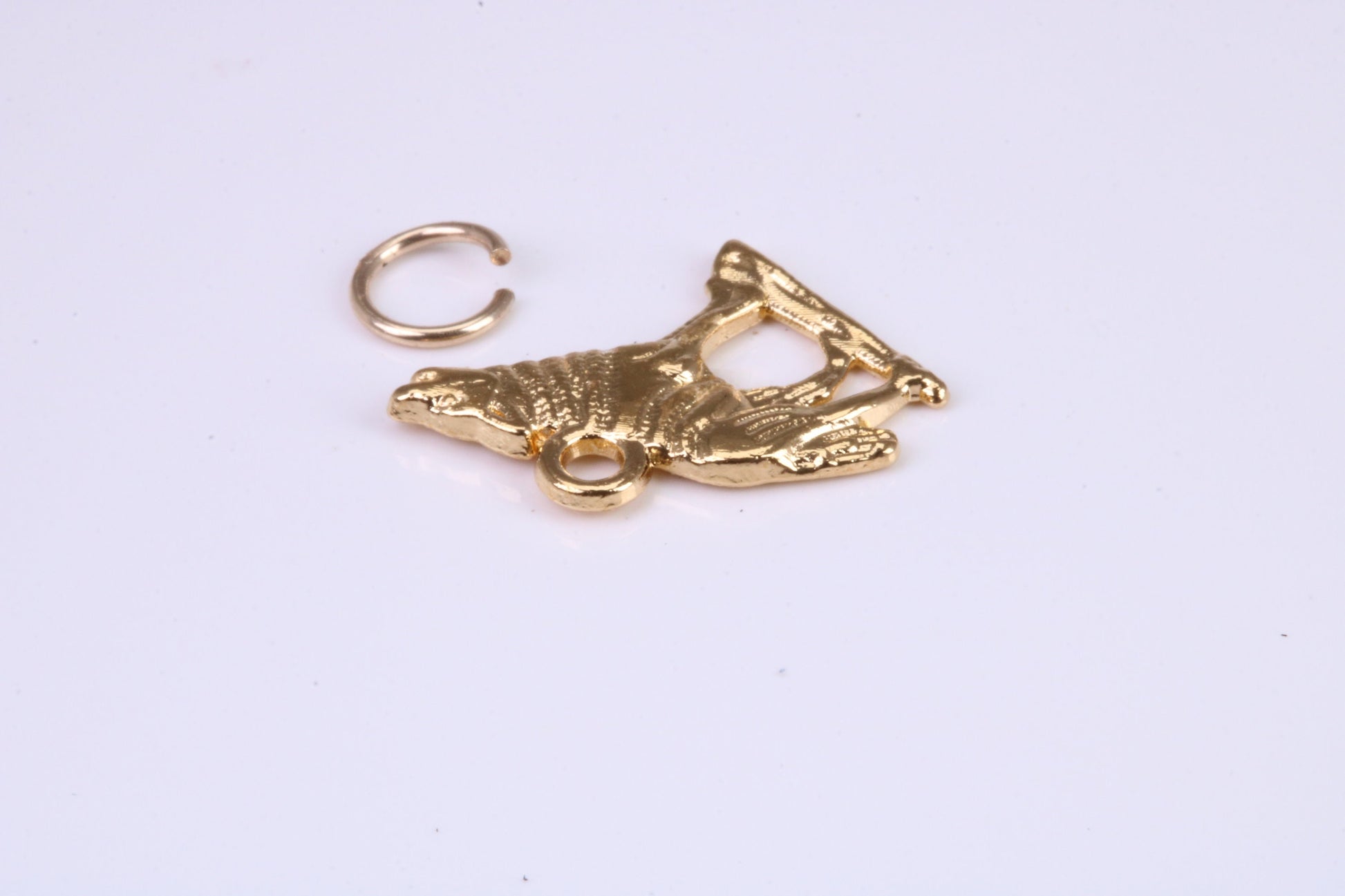 Wolf Charm, Traditional Charm, Made from Solid Cast Yellow Gold, British Hallmarked, Complete with Attachment Link