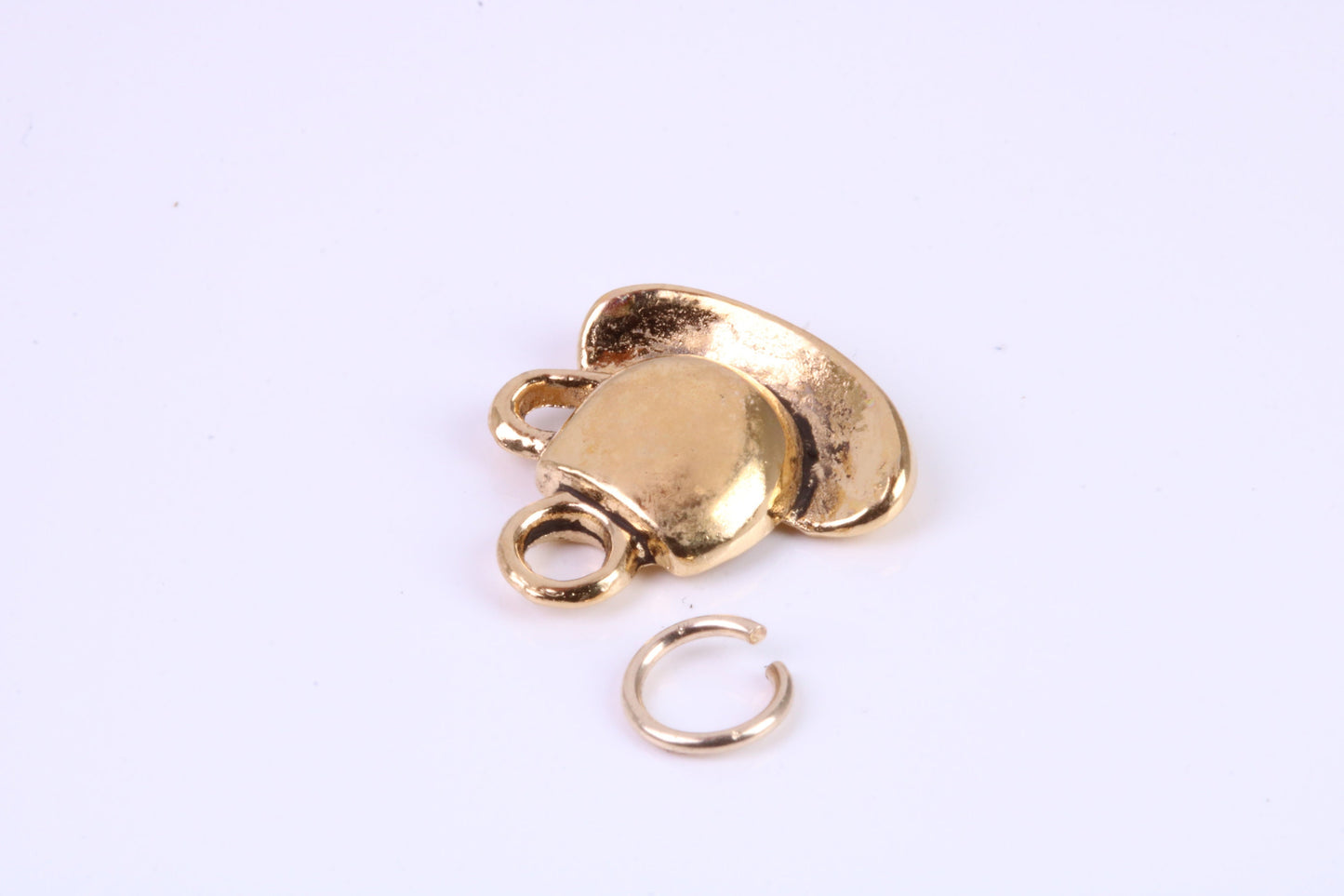 Tea Cup and Saucer Charm, Traditional Charm, Made from Solid Cast Yellow Gold, British Hallmarked, Complete with Attachment Link