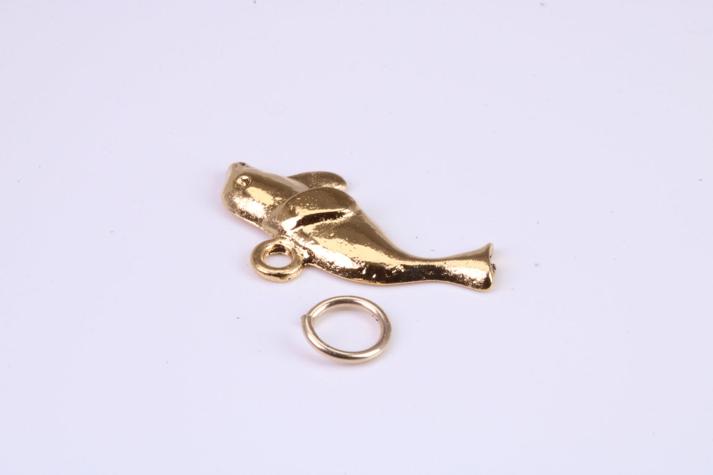 Manatee Charm, Traditional Charm, Made from Solid Cast Yellow Gold, British Hallmarked, Complete with Attachment Link