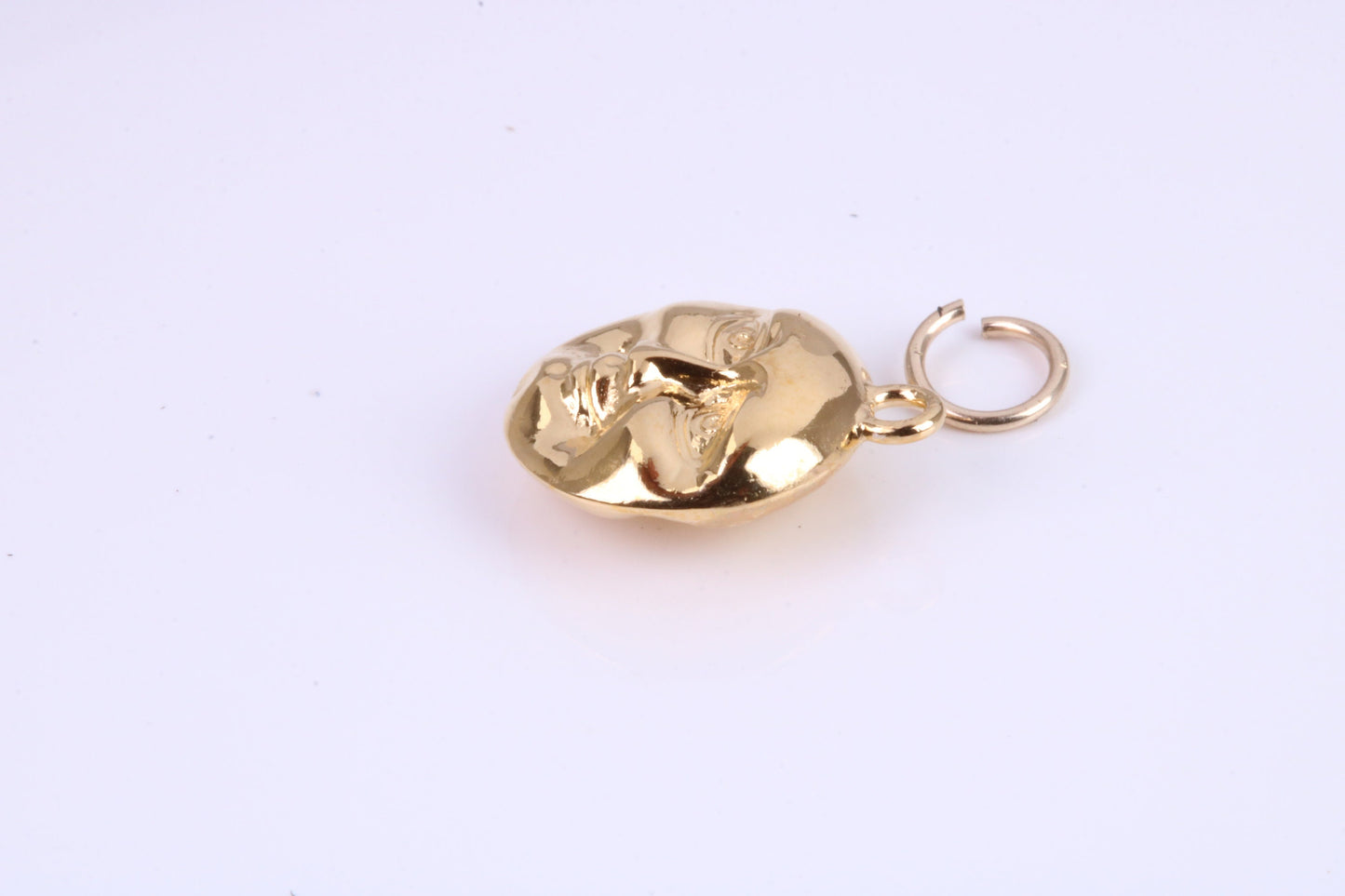 Happy and Sad Moon Charm, Traditional Charm, Made from Solid Cast Yellow Gold, British Hallmarked