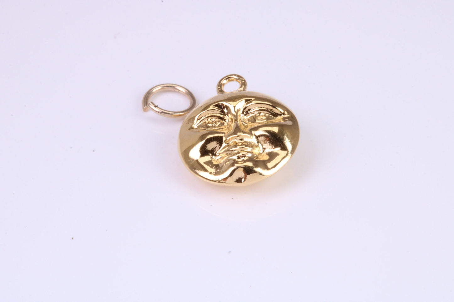 Happy and Sad Moon Charm, Traditional Charm, Made from Solid Cast Yellow Gold, British Hallmarked