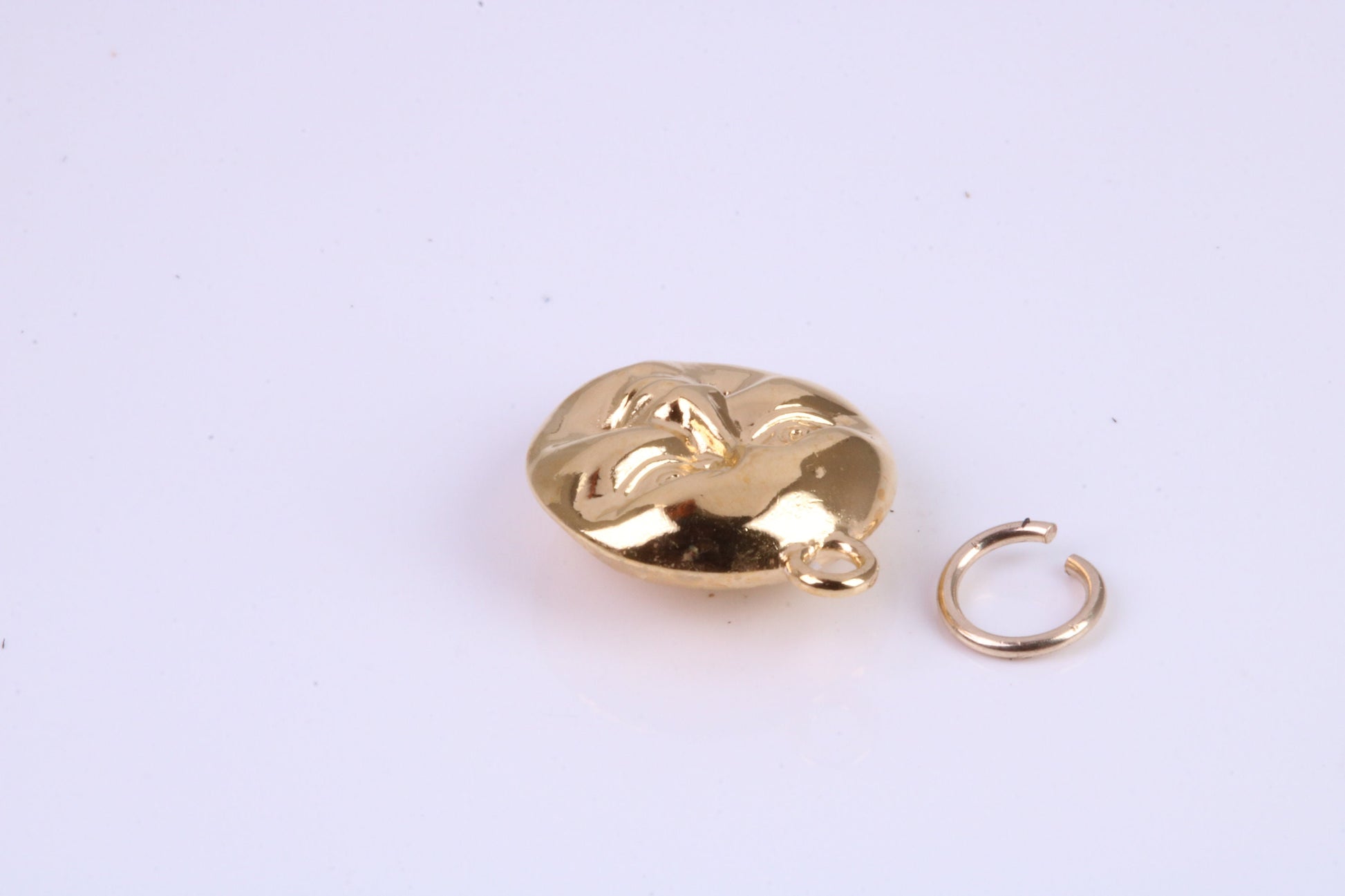 Happy and Sad Moon Charm, Traditional Charm, Made from Solid Cast Yellow Gold, British Hallmarked