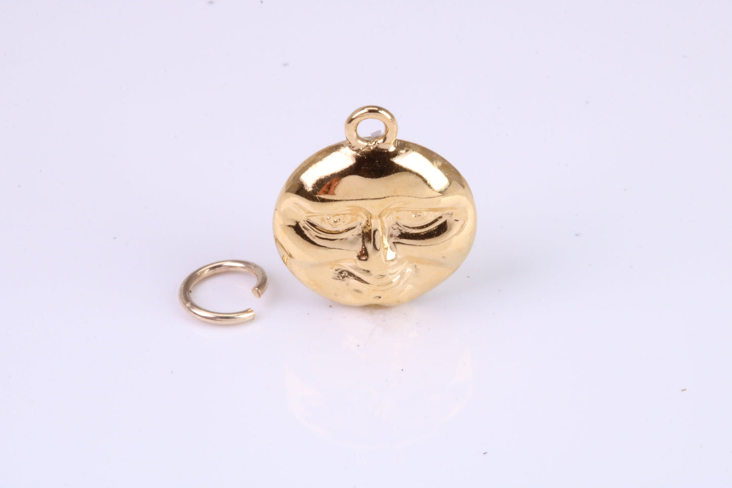 Happy and Sad Moon Charm, Traditional Charm, Made from Solid Cast Yellow Gold, British Hallmarked