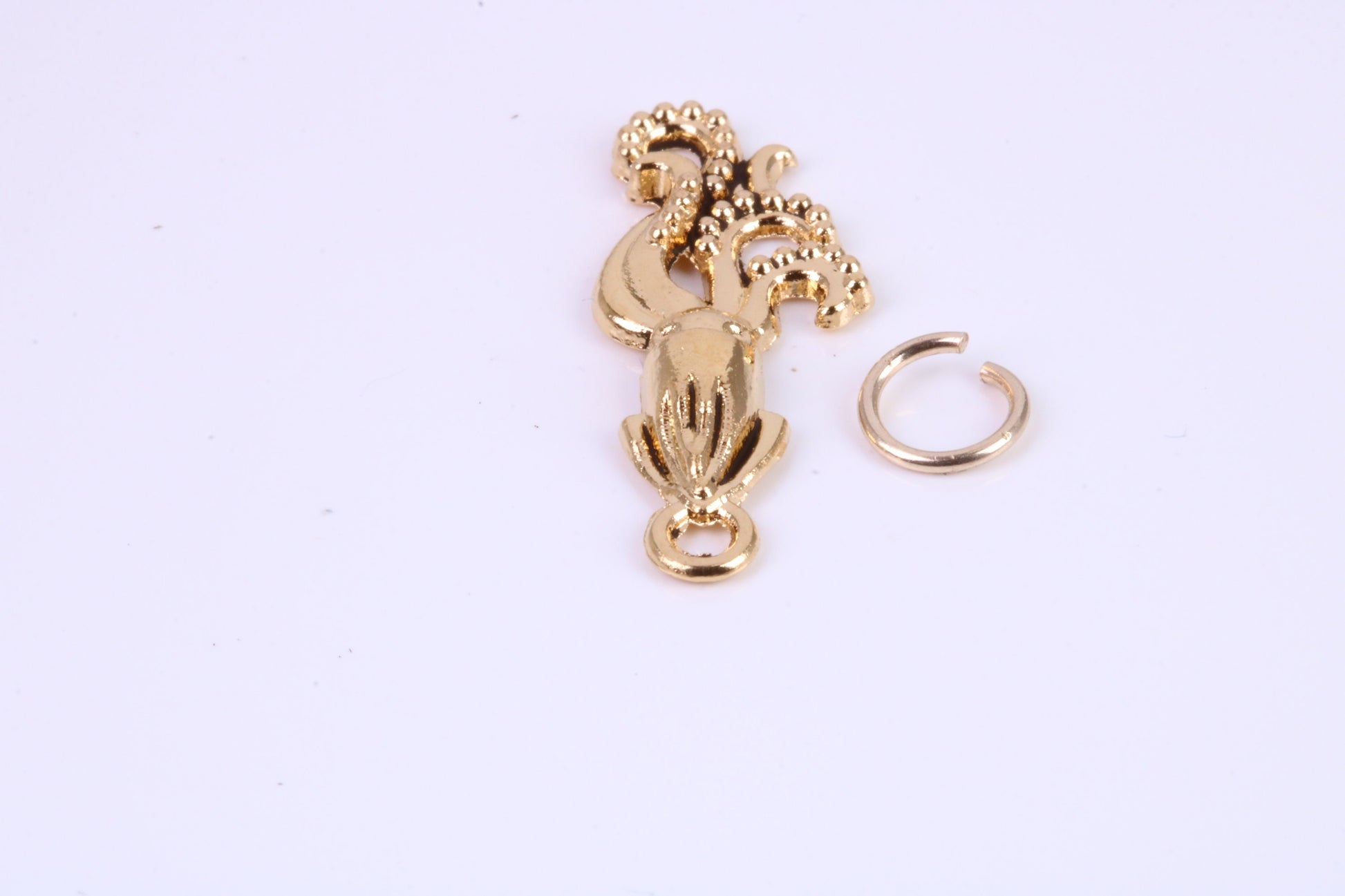 Squid Charm, Traditional Charm, Made from Solid Cast Yellow Gold, British Hallmarked