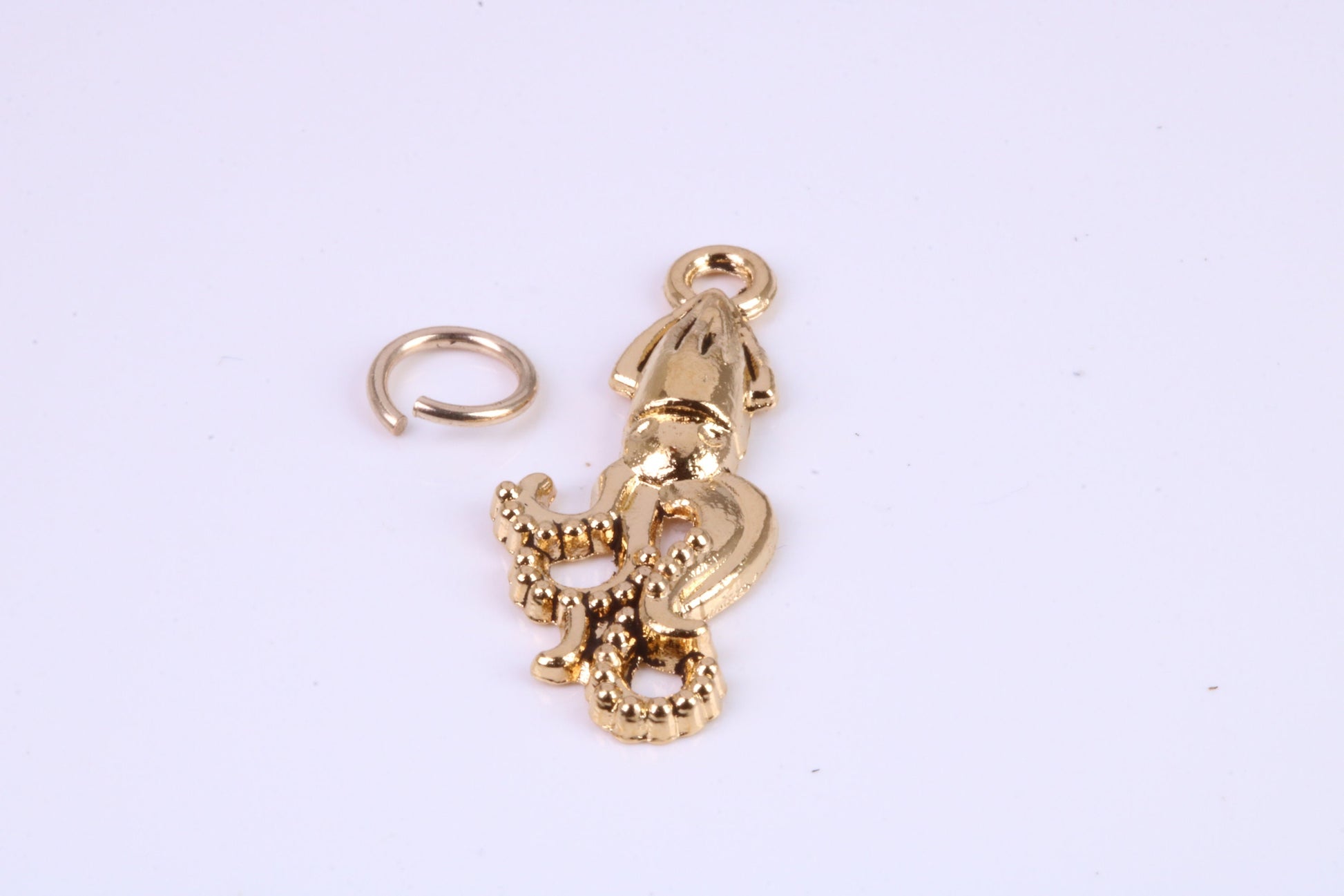 Squid Charm, Traditional Charm, Made from Solid Cast Yellow Gold, British Hallmarked
