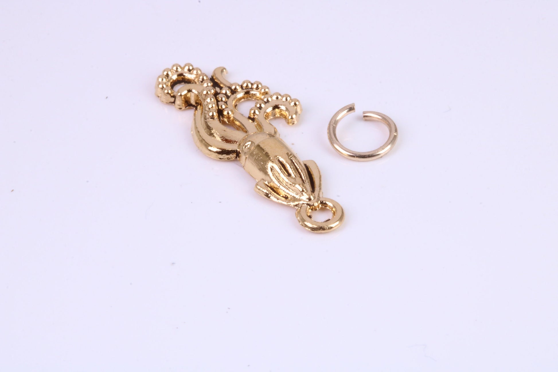 Squid Charm, Traditional Charm, Made from Solid Cast Yellow Gold, British Hallmarked