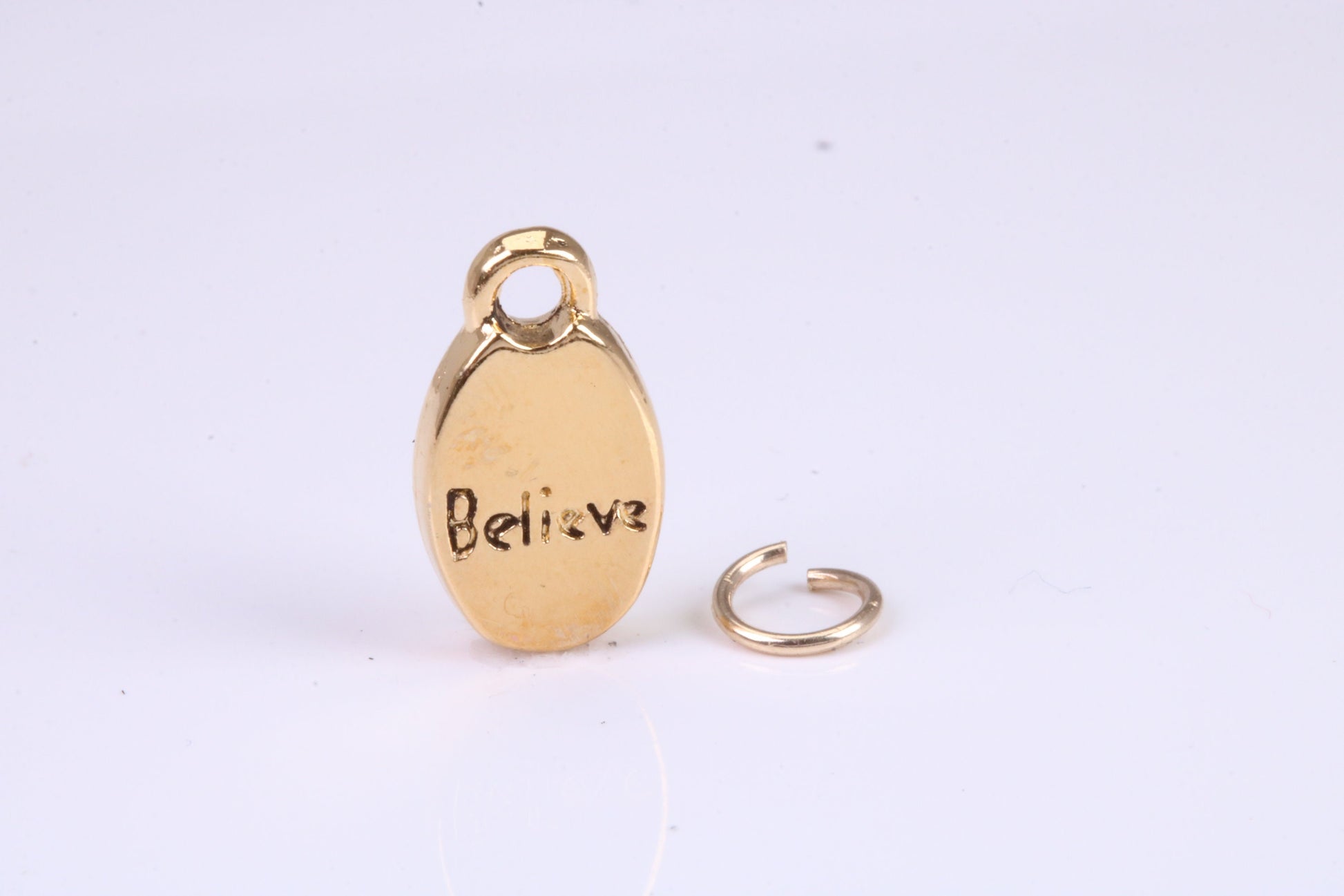 Believe Charm, Traditional Charm, Made from Solid Cast British Hallmarked Yellow Gold