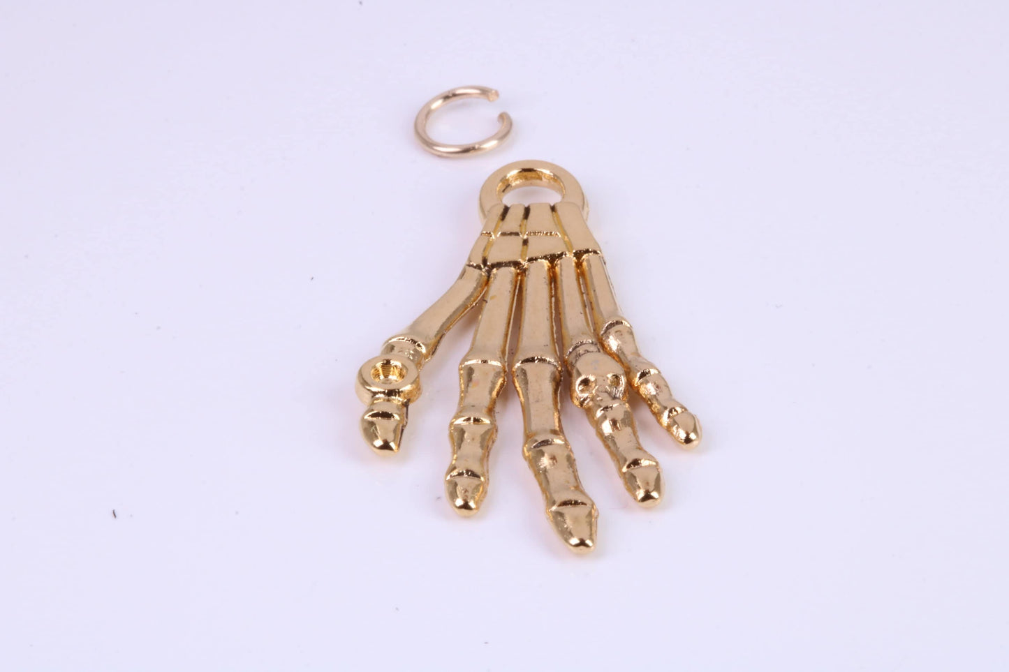 Skeleton Hand Charm, Traditional Charm, Made from Solid Cast British Hallmarked Yellow Gold