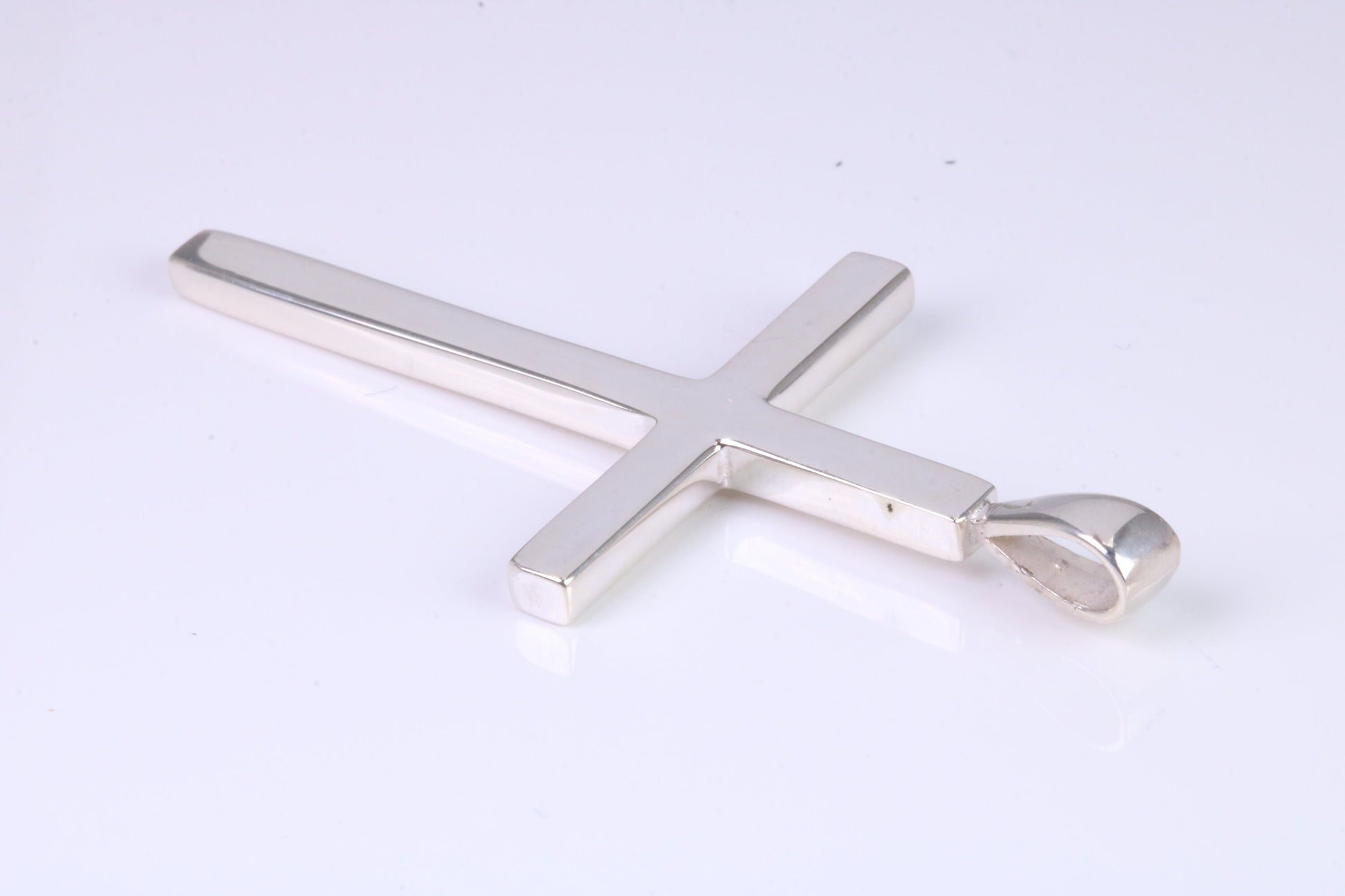 Very Large 50 mm Long Chunky Cross, High Polished Finish, Made From Solid Cast Silver, British Hallmarked