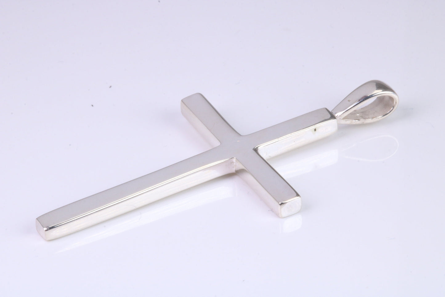 Very Large 50 mm Long Chunky Cross, High Polished Finish, Made From Solid Cast Silver, British Hallmarked