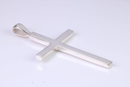 Very Large 50 mm Long Chunky Cross, High Polished Finish, Made From Solid Cast Silver, British Hallmarked