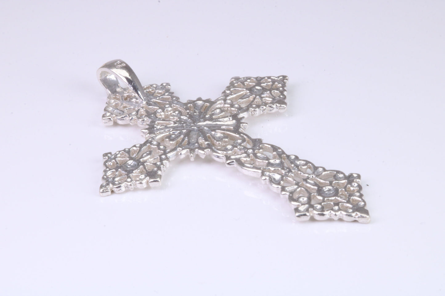 Very Large 60 mm Long Ornate Cross, Made From Solid Cast Silver, British Hallmarked