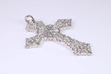 Very Large 60 mm Long Ornate Cross, Made From Solid Cast Silver, British Hallmarked
