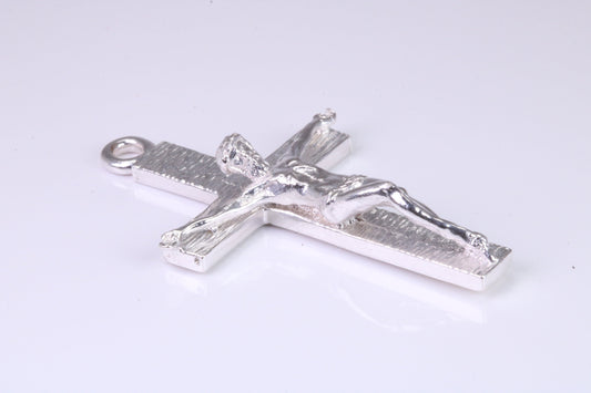 55 mm Long, Large and Heavy Sterling Silver Crucifix, Made From Solid Cast Silver, British Hallmarked