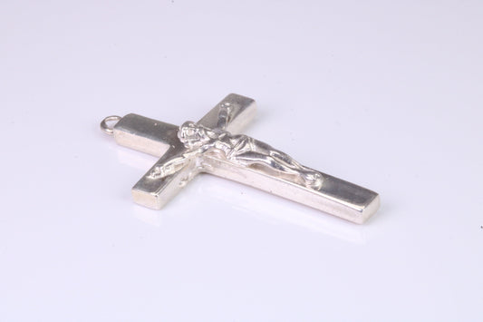 43 mm Long, Heavy Sterling Silver Crucifix, Made From Solid Cast Silver, British Hallmarked