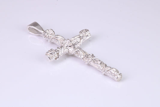 47 mm Long, Solid and Chunky Ornate Cross, Made From Solid Cast Silver, British Hallmarked