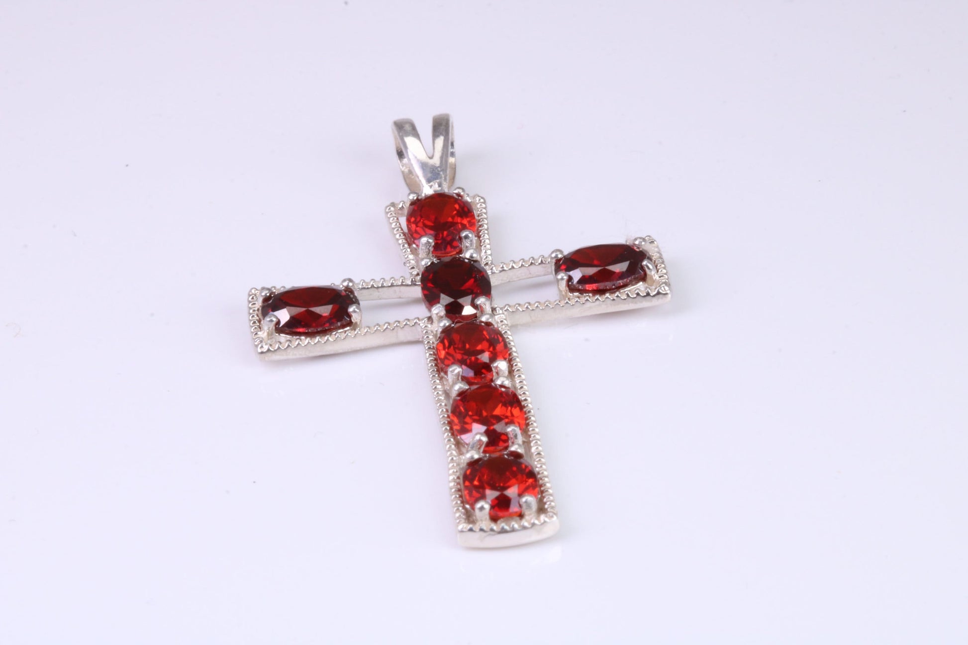 50 mm Long Sterling Silver C Z set Cross Necklace, Made From Solid Cast Silver