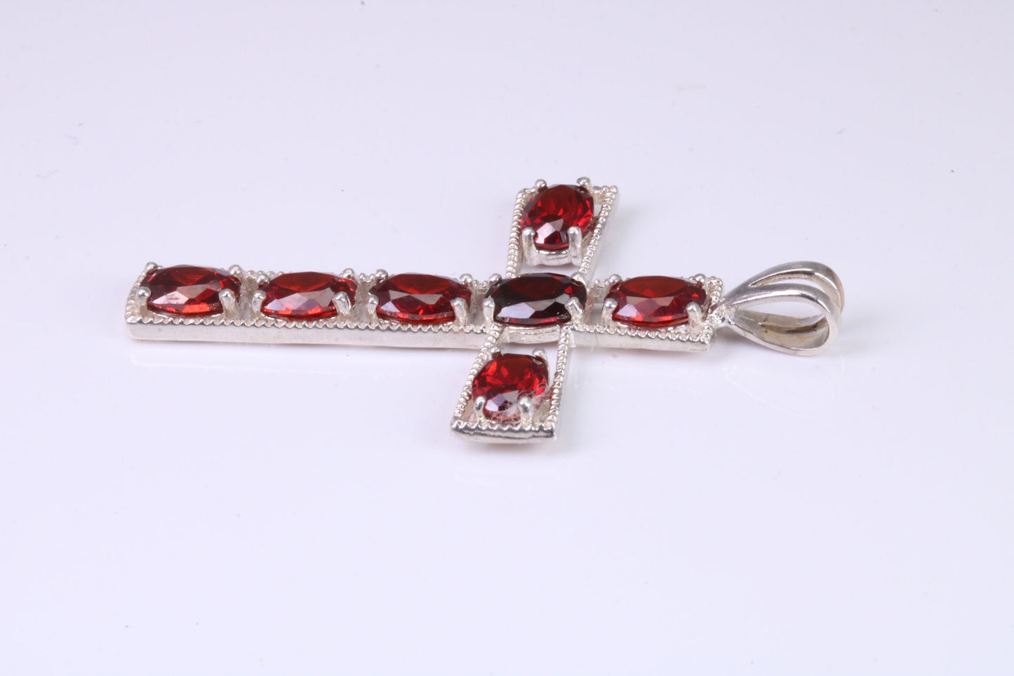 50 mm Long Sterling Silver C Z set Cross Necklace, Made From Solid Cast Silver