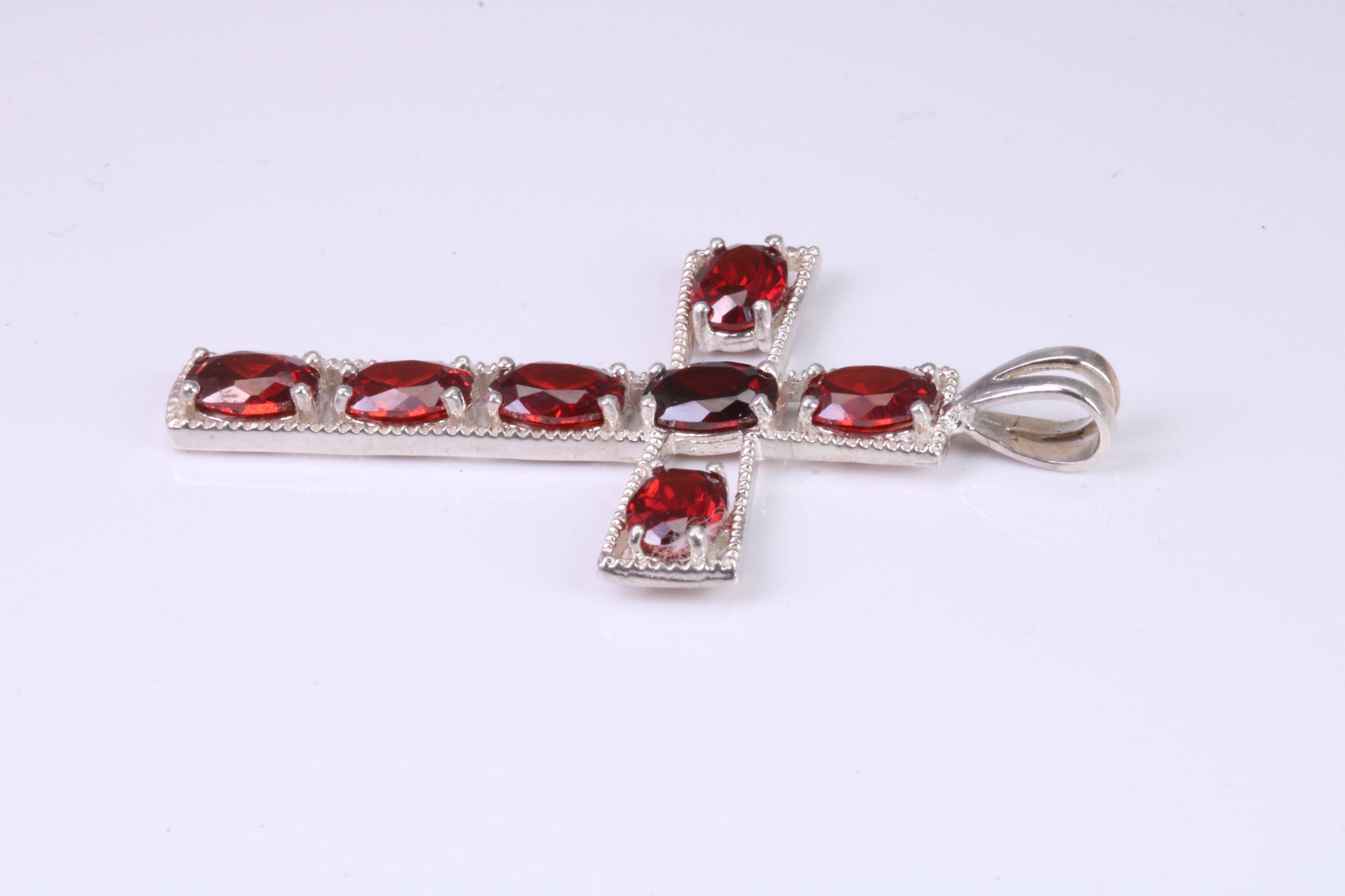 50 mm Long Sterling Silver C Z set Cross Necklace, Made From Solid Cast Silver