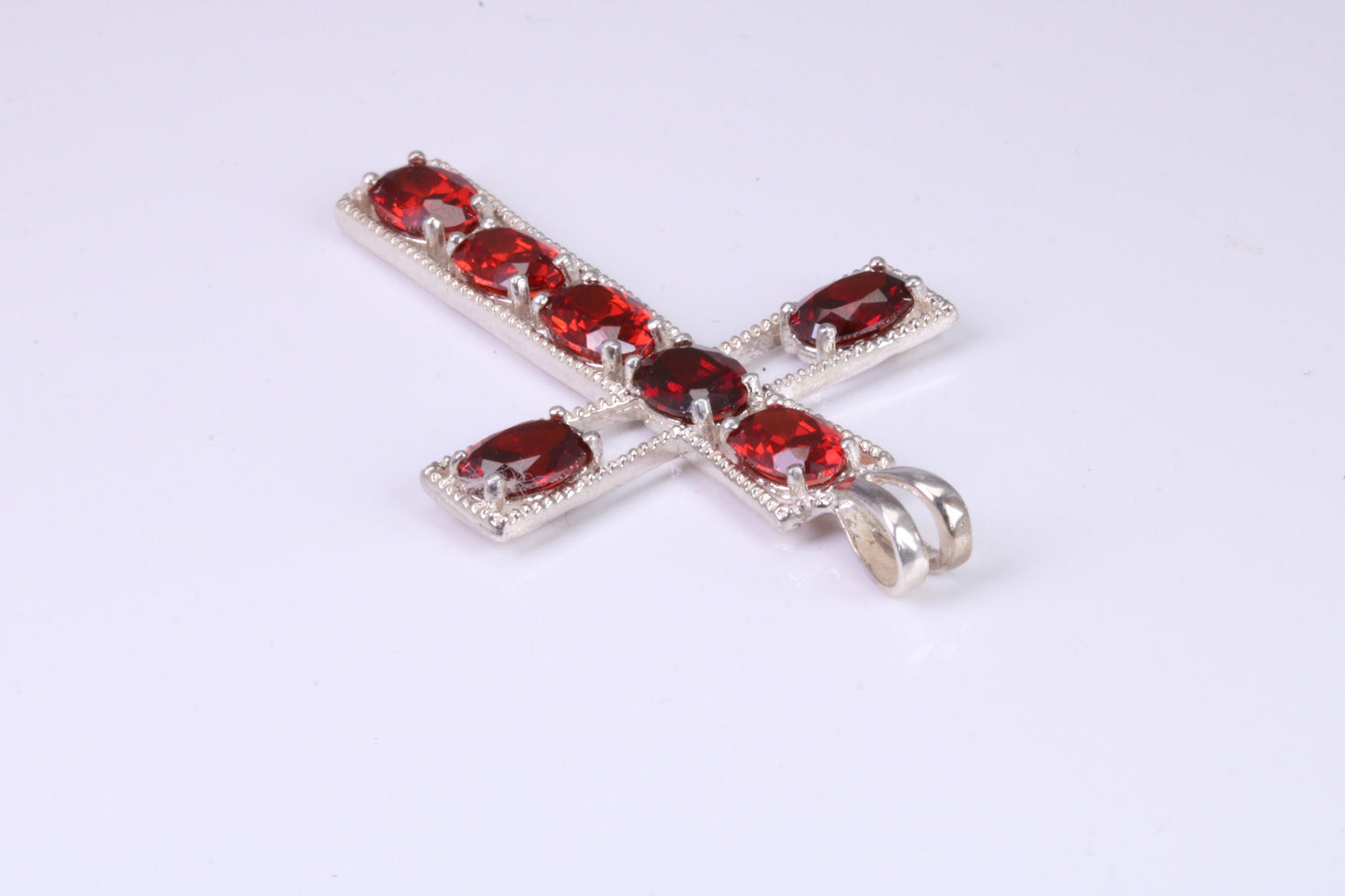 50 mm Long Sterling Silver C Z set Cross Necklace, Made From Solid Cast Silver