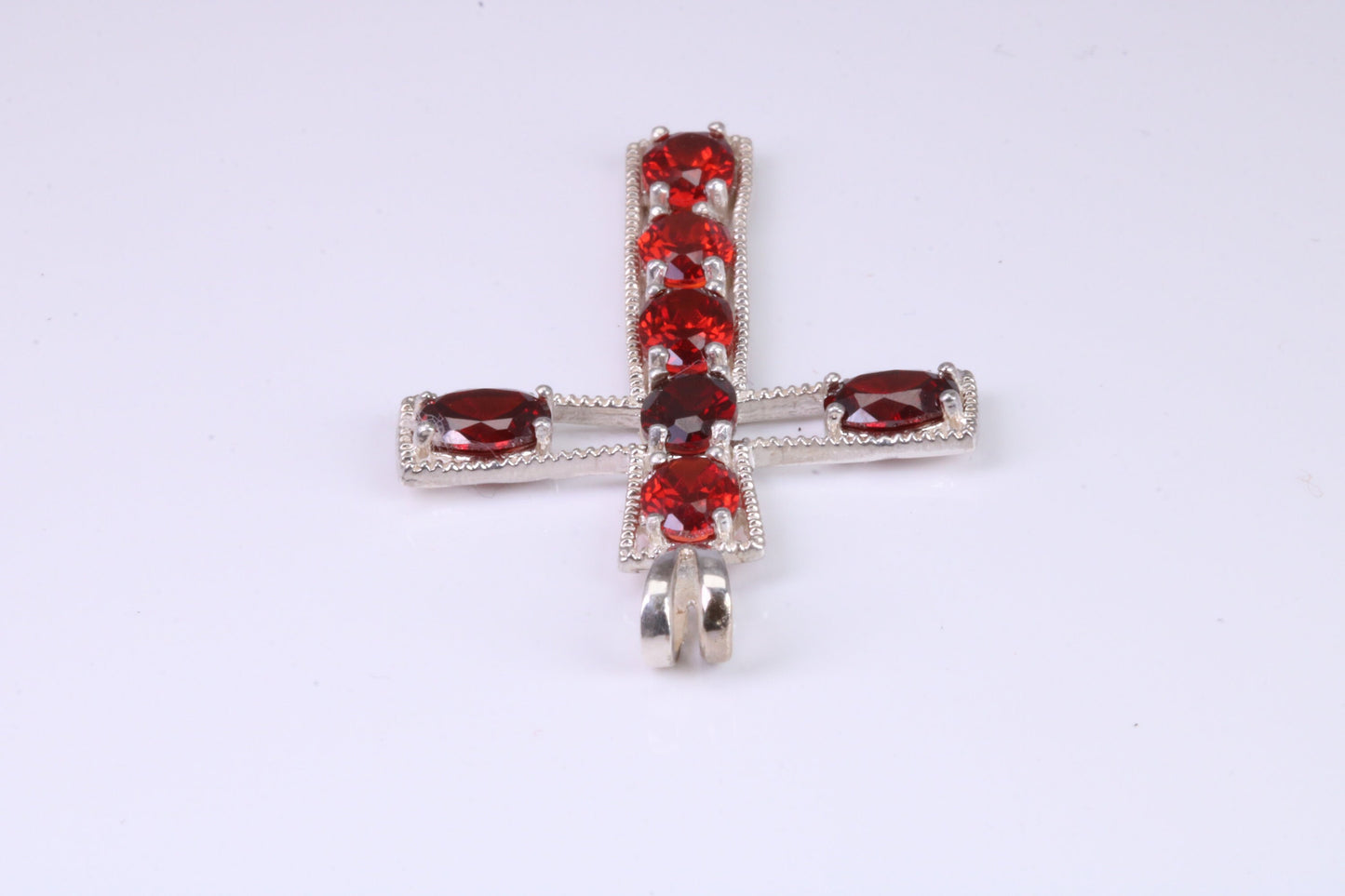 50 mm Long Sterling Silver C Z set Cross Necklace, Made From Solid Cast Silver