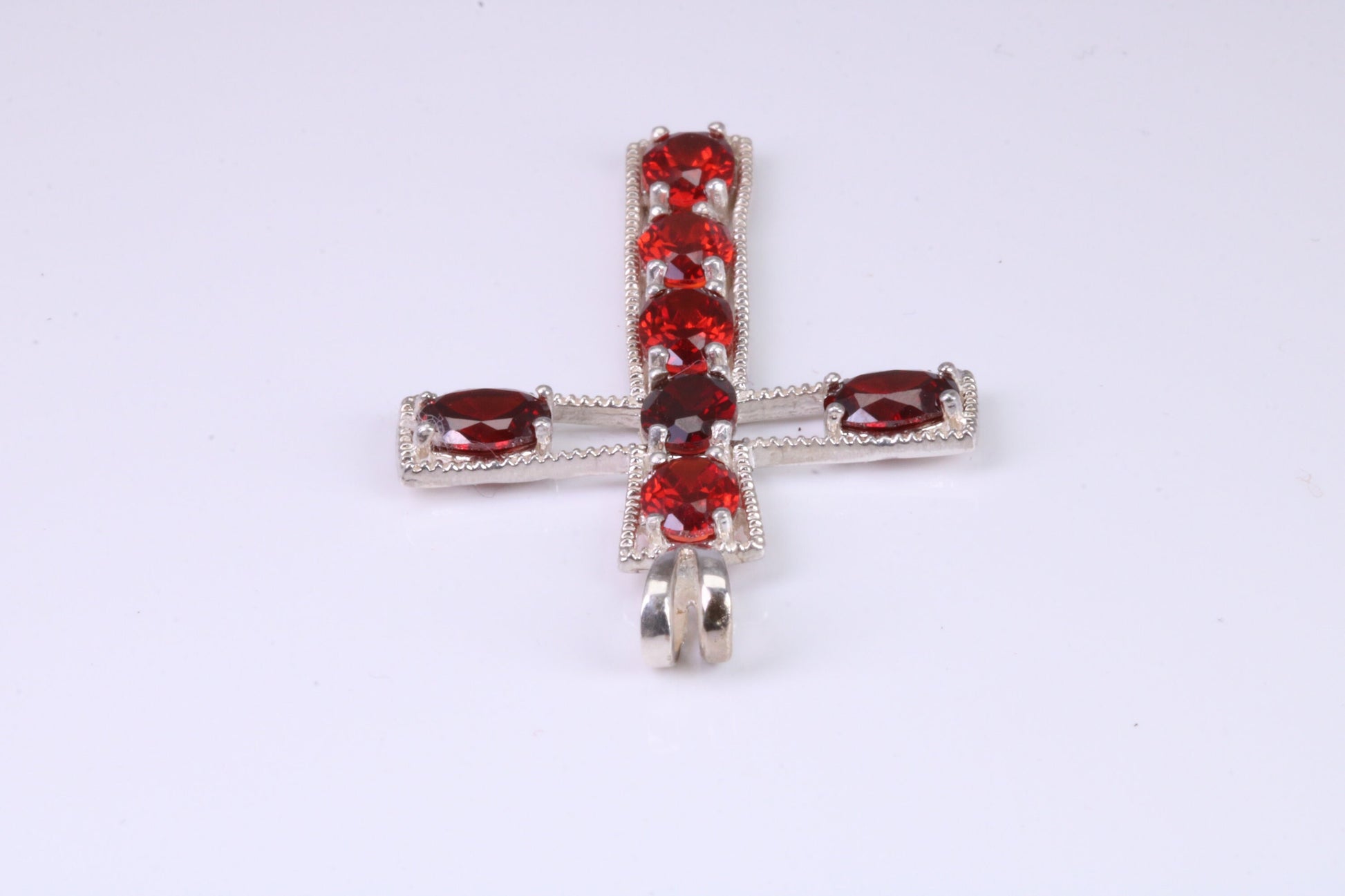 50 mm Long Sterling Silver C Z set Cross Necklace, Made From Solid Cast Silver