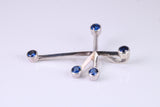 44 mm Long, Sapphire Blue C Z set Sterling Silver Cross, Made From Solid Cast Silver